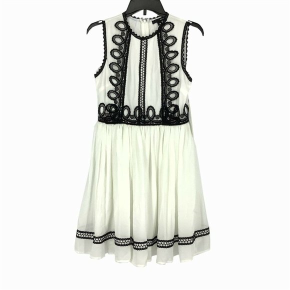 Aqua Dresses & Skirts - Aqua Women's Small S Ruffle Front Sheath Lace Dress Sleeveless Black/White NEW